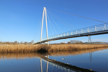 Fototapeta premium Suspension bridge over the River Teign in Newton Abbot, Devon