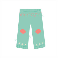 Colorful  winter  knitted pants with ornament. Vector illustration isolated on white background.