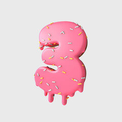 3d rendering numbers and elements in format of donuts/cake - 3d cake or donuts three