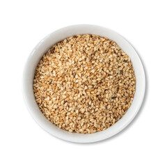 Sesame seeds in a bowl isolated over white background