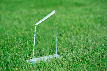 Award made of glass for engraving on lawn grass. 