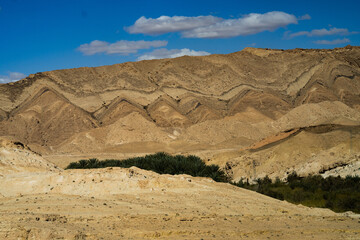view of South mountain in western Tunisia close to Sahara -Tozeur governorate - Tunisia 