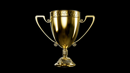nice goldish award chalice - business victory symbol, isolated - object 3D rendering