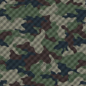 Military camouflage with mesh pattern, modern army seamless pattern
