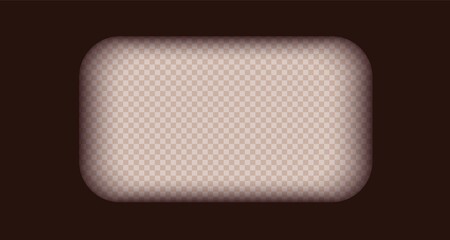 Old brown cinematic frame on a transparent background. Vintage video or photo tape. 3d realistic screen in retro style. Antique slide filmstrip template. Vector card illustration.