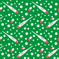 medicine. Thermometer and tablets or vitamins. Design element. background. pidemic, hospital