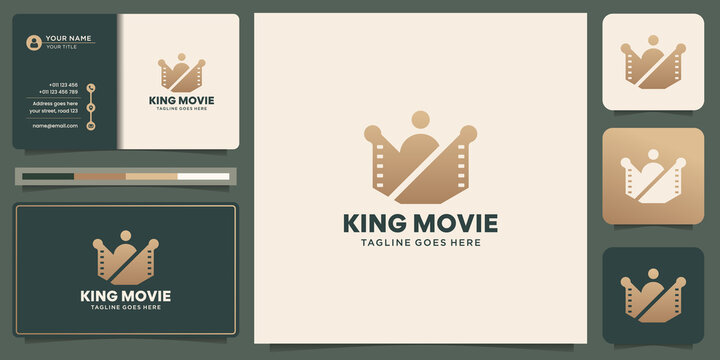 king movie logo template. Cinematography Film stripes Production Logo Design and business card inspiration.