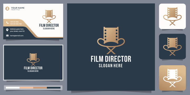 film director logo. Studio Movie Video Cinema Film Production logo design and business card template. - Powered by Adobe
