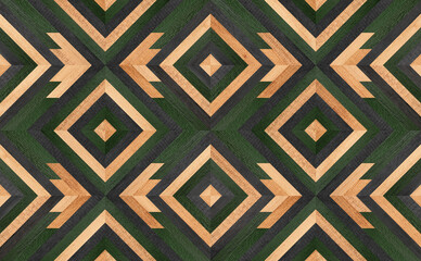 Seamless wooden background with tribal pattern. Decorative panel for wall decoration. 