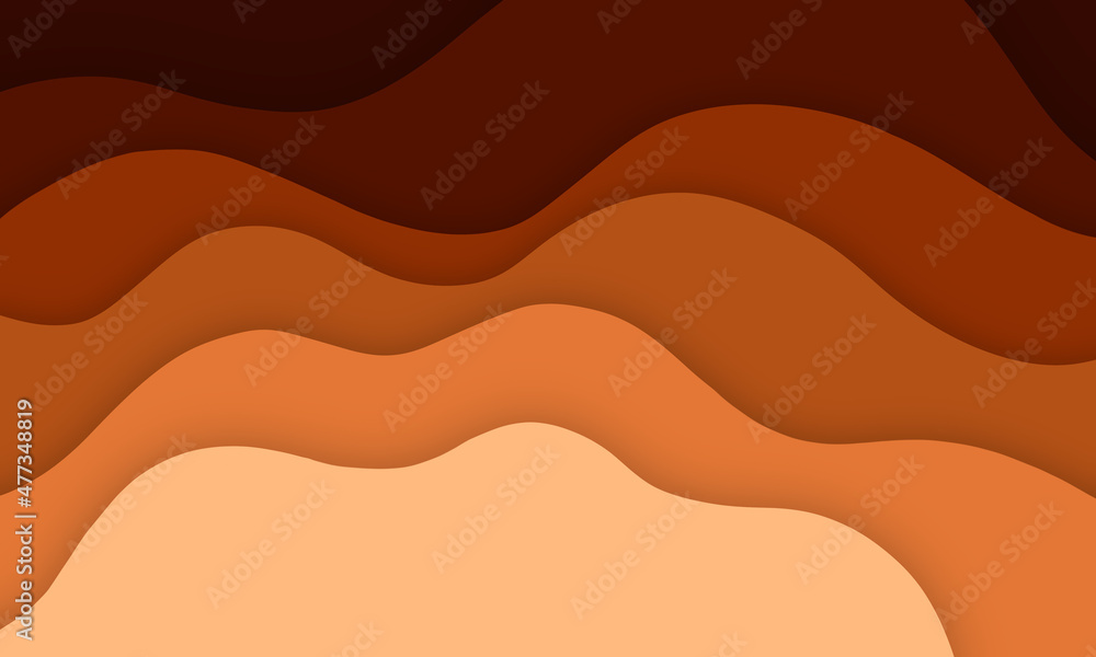 Poster abstract background with paper cut layers composition in brown. 3d popup shape illustration for post