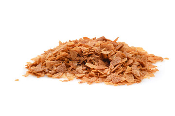 Heap of wafer or waffle crumb on a white background.
