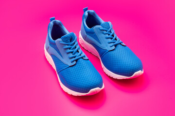shoes on pink background. shoe store. shopping concept. footwear for training.