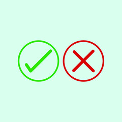 Check mark green and red line icons. Vector illustration. eps - Vector