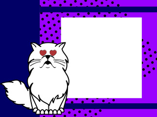 inlove persian kitty cartoon picture frame illustration in vector format