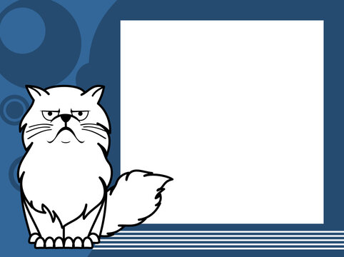 cute grumpy persian cat cartoon picture frame