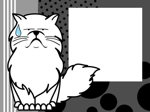 funny persian kitty cartoon picture frame illustration in vector format