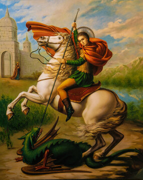 an icon depicting Saint George killing the dragon