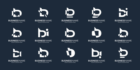 Set of creative letter b logos template. icons for business of digital,technology,finance,corporate.
