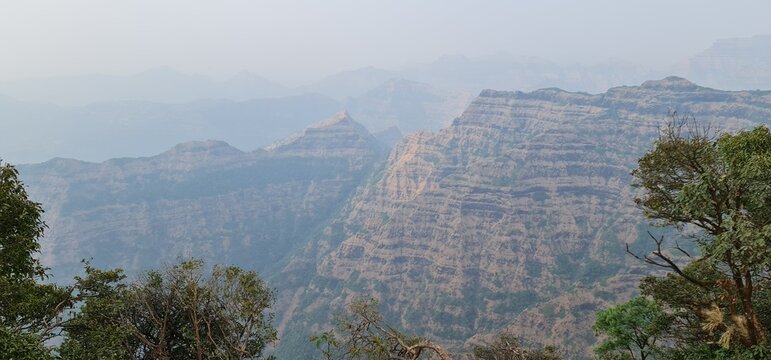 Mesmerizing view of the Mahabaleshwar Range of western ghats from Marjorie Point, Mahabaleshwar, Mumbai, India