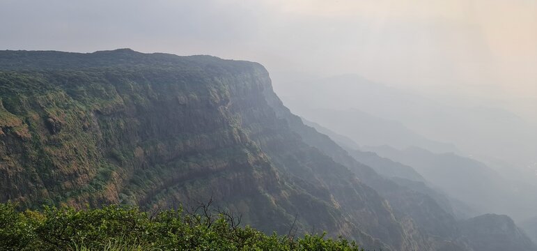 Mesmerizing view of the Mahabaleshwar Range of western ghats from Marjorie Point, Mahabaleshwar, Mumbai, India