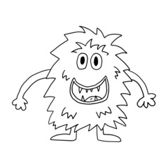 Cute doodle happy monster isolated on white background. Comic friendly demon.