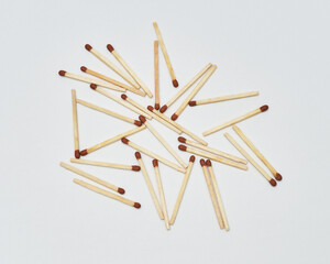 Group of matches on a white background