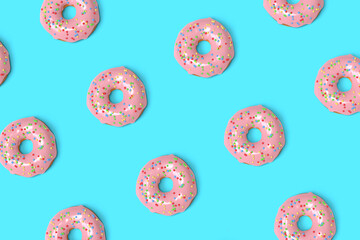 Doughnuts pattern background. 3D illustration.