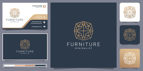 creative furniture logo design inspiration. creative of abstract linear style,interior furnishing.