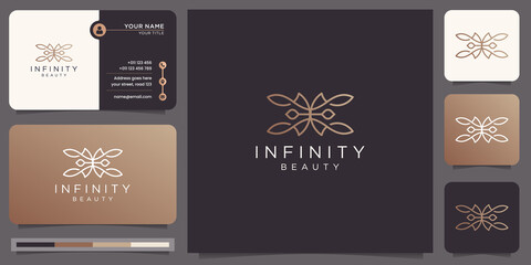 creative of infinity beauty logo design with abstract linear design, balance shape, line art style.