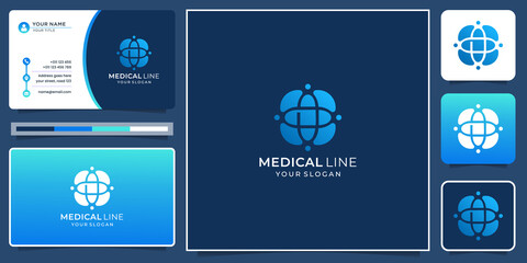 creative of medical logo with business card template modern medical logo,gradient color,inspiration.