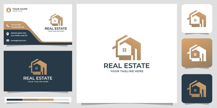 creative of abstract building real estate logo design with business card inspiration.