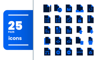 Fototapeta premium File related two colors solid icon set v2. 