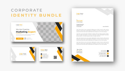 Corporate branding identity design. Professional business Facebook cover page timeline web ad banner template with letterhead, business card design bundle 