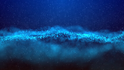 Abstract background with particles waves