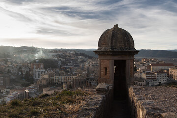Sunset view on the city from Castle of Cardona, Catalonia, Spain