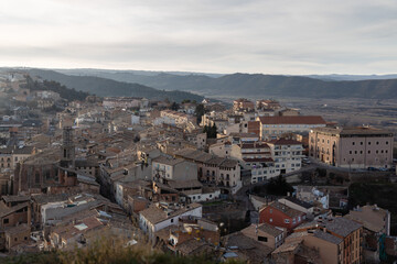 Sunset view on the city from Castle of Cardona, Catalonia, Spain