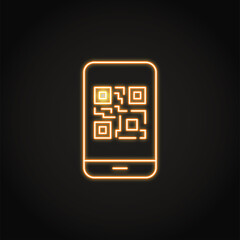 Neon mobile phone with qr code icon