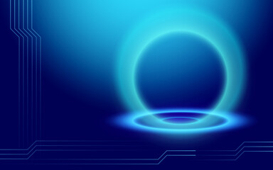 Blue background with glow. Light podium for your design