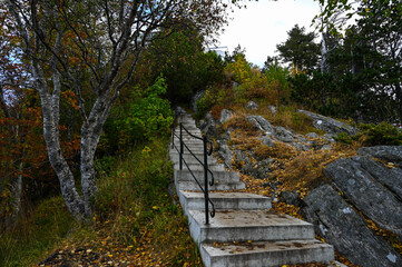 Stairs at the Byrampen Viewpoint in the city of Alesund, Norway. 