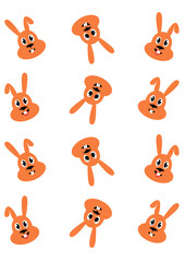 Obraz premium Illustration smiling orange rabbits, hares