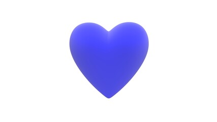 matte soft deep blue heart isolated on white. 3d illustration