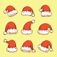 hand drawn santa s hat collection abstract design vector illustration