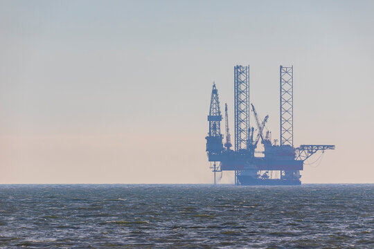 Deepwater oil platform on the open sea. Azerbaijan