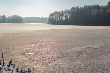 landscape with frozen lake