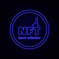 Neon objects. Vector illustration of nft sign sports collection with neon effect in glowing outline style. For registration of events