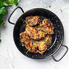 liver beef fried pieces healthy meal food snack on the table copy space food background rustic top view keto or paleo diet