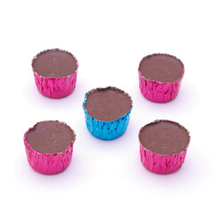 Chocolate icy cup treats on white