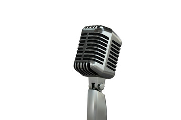 Fototapeta premium retro metallic microphone isolated on white background, 3d render, vintage style