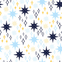 Decorative seamless pattern with magic stars