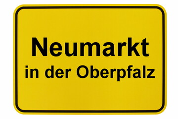 Illustration eines Ortsschildes der Stadt Neumarkt in der Oberpfalz - obrazy, fototapety, plakaty
